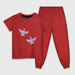 Пижама хлопковая детская Горлицы неразлучники, цвет: красный