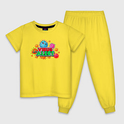 Пижама хлопковая детская Virus Alert, цвет: желтый