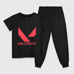 Пижама хлопковая детская Valorant - logo, цвет: черный