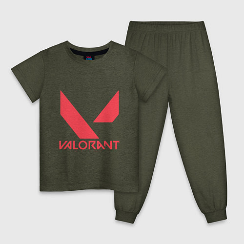 Детская пижама Valorant - logo / Меланж-хаки – фото 1