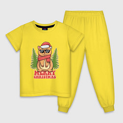 Пижама хлопковая детская С Рождеством 2024, цвет: желтый