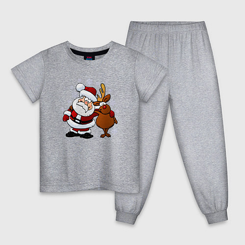 Детская пижама Санта и олень / Меланж – фото 1