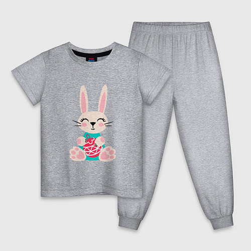 Детская пижама Новогодний кролик с елочным шаром / Меланж – фото 1