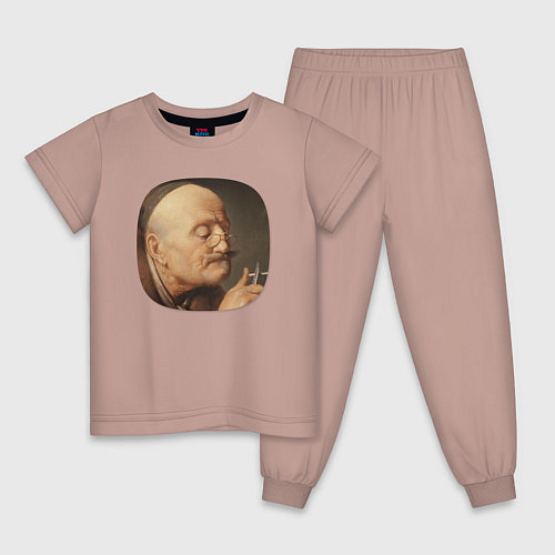 Детская пижама Картина ренессанса - учёный / Пыльно-розовый – фото 1