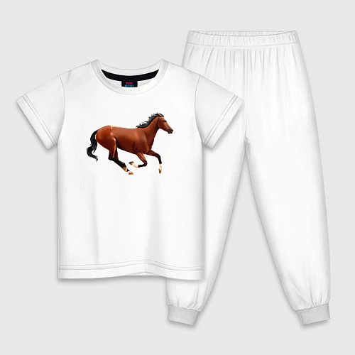 Детская пижама Чистокровная верховая лошадь / Белый – фото 1