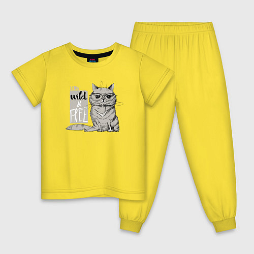 Детская пижама Дикий и свободный кот / Желтый – фото 1