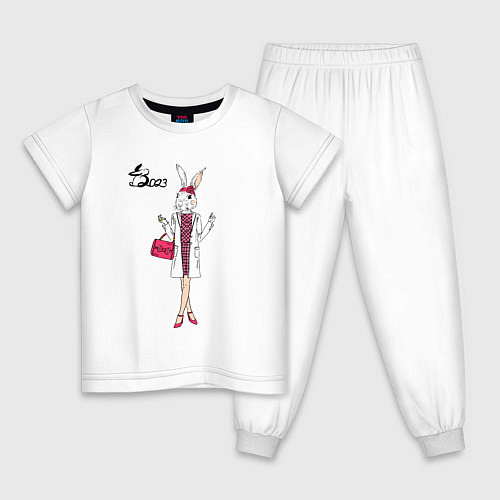 Детская пижама Крольчиха модница / Белый – фото 1