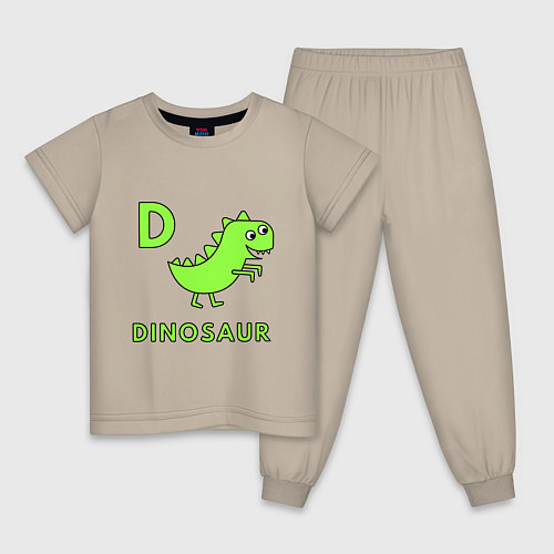 Детская пижама Dinosaur D / Миндальный – фото 1