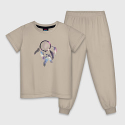 Пижама хлопковая детская Мистический ловец снов, цвет: миндальный