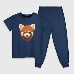 Пижама хлопковая детская Голова милой красной панды, цвет: тёмно-синий