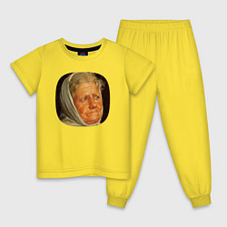 Пижама хлопковая детская Картина ренессанса - бабушка в шоке, цвет: желтый