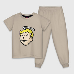 Пижама хлопковая детская Holly vault boy, цвет: миндальный