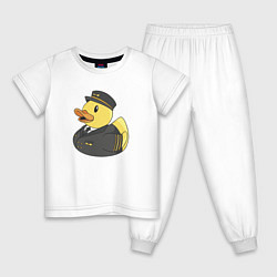 Пижама хлопковая детская Резиновая утка пилот, цвет: белый