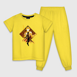 Пижама хлопковая детская Силуэт Чжун Ли, цвет: желтый