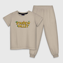Пижама хлопковая детская Stardew Valley logo, цвет: миндальный