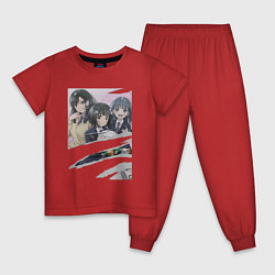 Пижама хлопковая детская Когума Рэйко и Си - Super Cub, цвет: красный