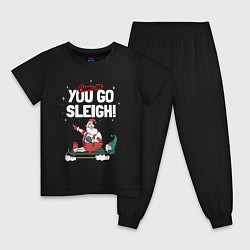 Пижама хлопковая детская Come on you go sleigh, цвет: черный