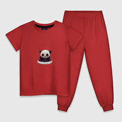 Пижама хлопковая детская Понурый панда, цвет: красный