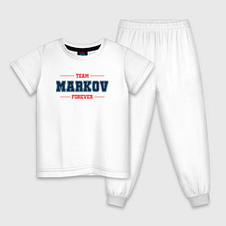 Пижама хлопковая детская Team Markov forever фамилия на латинице, цвет: белый