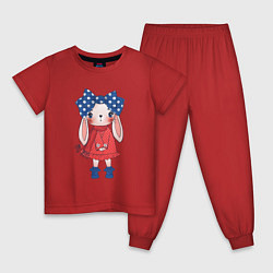 Пижама хлопковая детская Зайка модница, цвет: красный