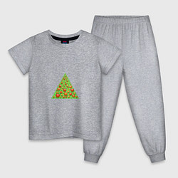Пижама хлопковая детская Треугольная ёлочка, цвет: меланж