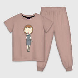 Пижама хлопковая детская Офисная леди шокирована, цвет: пыльно-розовый
