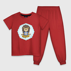 Пижама хлопковая детская Ёжик йога в лотосе, цвет: красный
