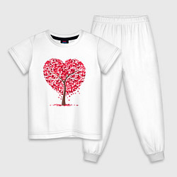 Пижама хлопковая детская Дерево в виде сердца, цвет: белый