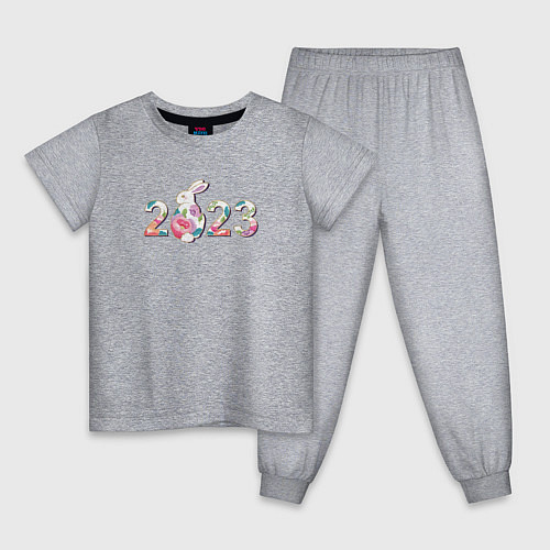 Детская пижама Надпись 2023 год кролика / Меланж – фото 1