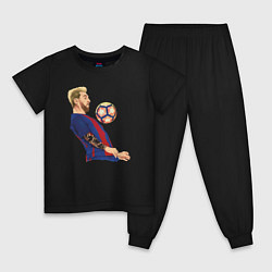 Пижама хлопковая детская Messi Barcelona, цвет: черный
