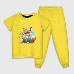 Пижама хлопковая детская Умный лисёнок, цвет: желтый