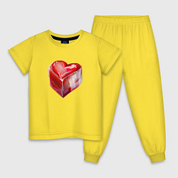 Пижама хлопковая детская Большое сердце, цвет: желтый