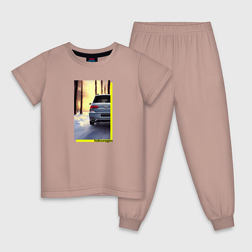 Детская пижама Volkswagen в закат / Пыльно-розовый – фото 1