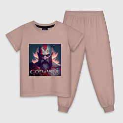 Пижама хлопковая детская Кратос, бог войны, цвет: пыльно-розовый