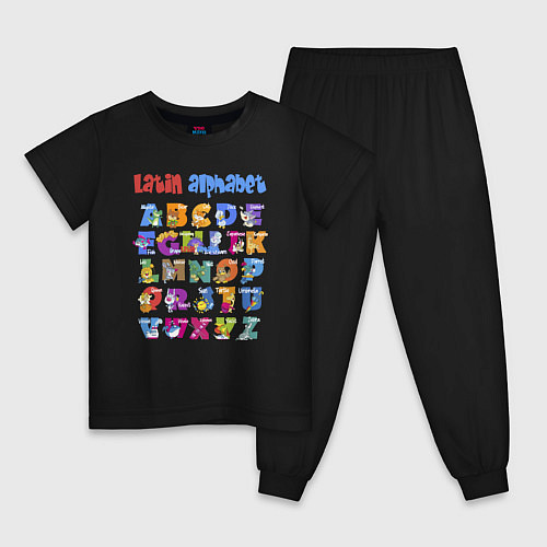 Детская пижама Latin alphabet for children / Черный – фото 1