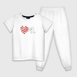 Пижама хлопковая детская Сердечки - мем, цвет: белый