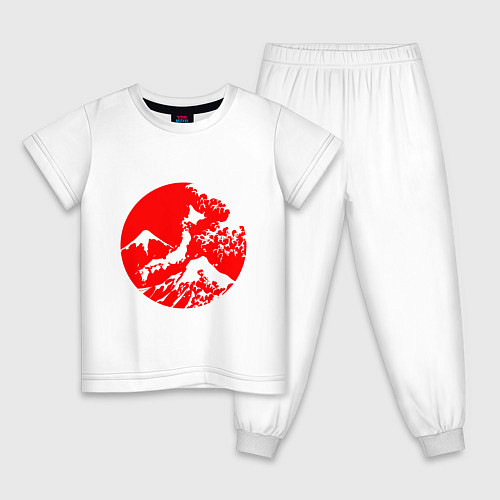 Детская пижама Флаг Японии - красное солнце / Белый – фото 1