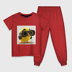 Пижама хлопковая детская Солнечный цыпленок, цвет: красный