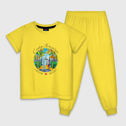 Пижама хлопковая детская Санкт-Петербург, прогулка по Летнему Саду, цвет: желтый