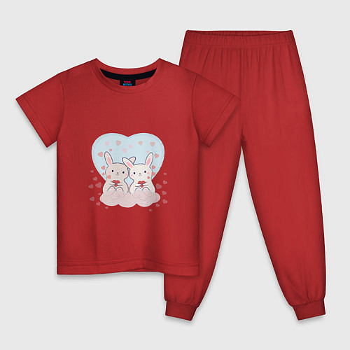 Детская пижама Двойняшки валентинки / Красный – фото 1