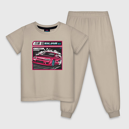 Детская пижама NIssan silvia s15 / Миндальный – фото 1