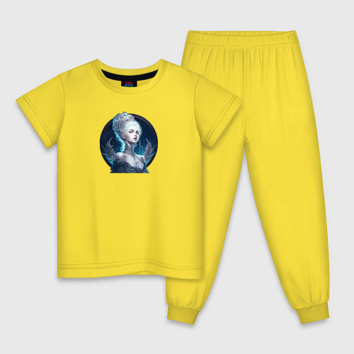 Детская пижама Портрет красивой девуки, нейросеть / Желтый – фото 1
