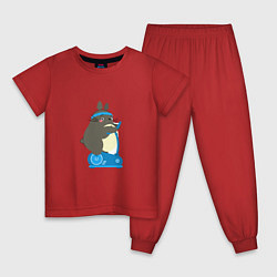 Пижама хлопковая детская Спортивный Тоторо, цвет: красный