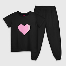 Пижама хлопковая детская Большое влюбленное сердце, цвет: черный