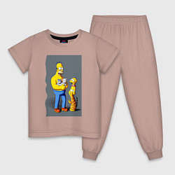 Детская пижама Homer Simpson and cats - нейросеть арт