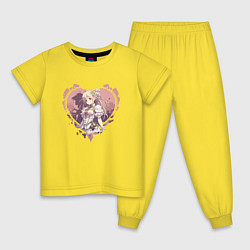 Пижама хлопковая детская Аниме девушка в стиле Геншин Импакт, цвет: желтый