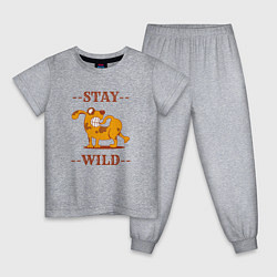 Пижама хлопковая детская Stay wild dog, цвет: меланж