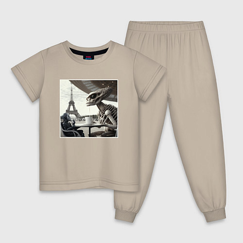 Детская пижама Инопланетяне в Париже / Миндальный – фото 1