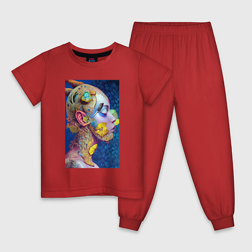 Детская пижама Гордая мадонна - нейросеть - fantasy / Красный – фото 1