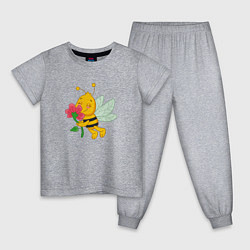 Пижама хлопковая детская Мультяшная летняя пчелка, цвет: меланж